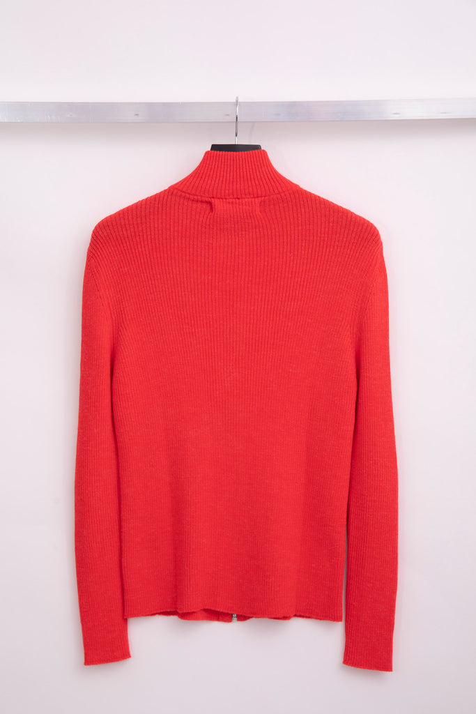 aplo maver orange knitted zip sweater