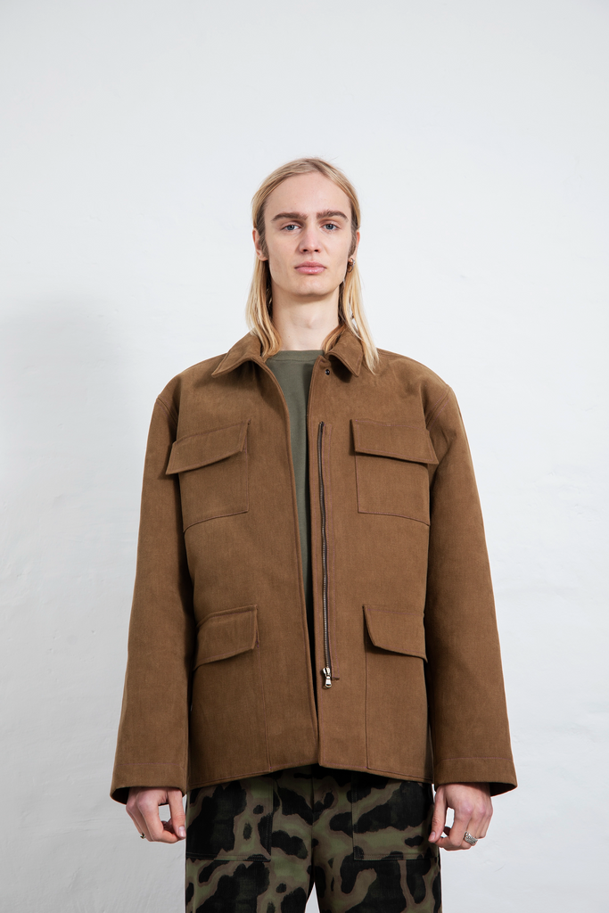 model aplo prato brown cotton jacket